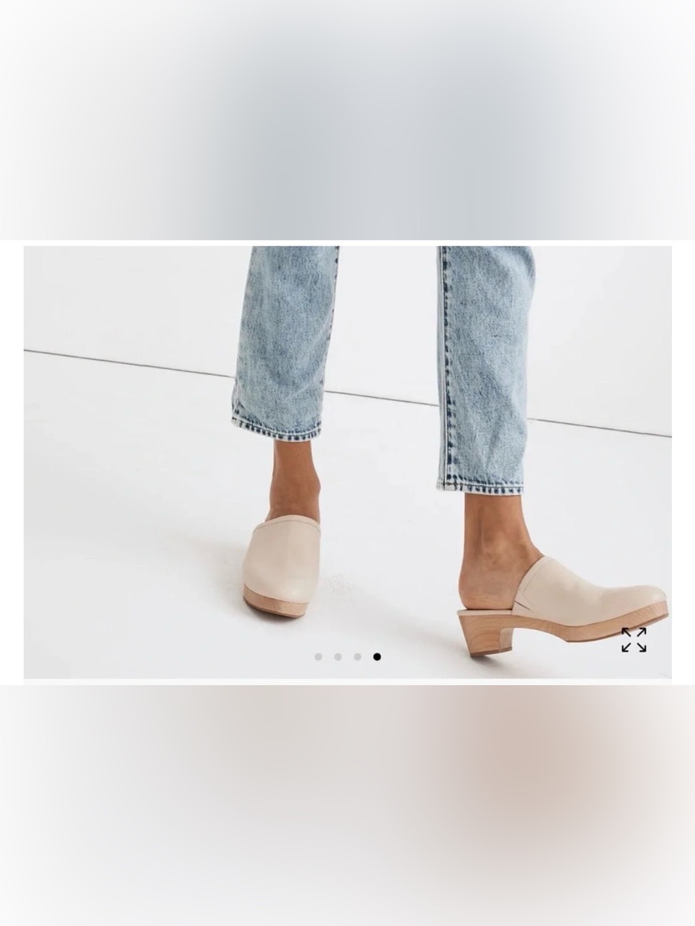 Madewell Ruby Clog Mules Ashen Silver Leather Wood Sole Heel Shoes
